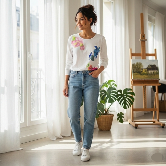 Dior Tops - Vintage Christian Dior Boutique Floral Long sleeve